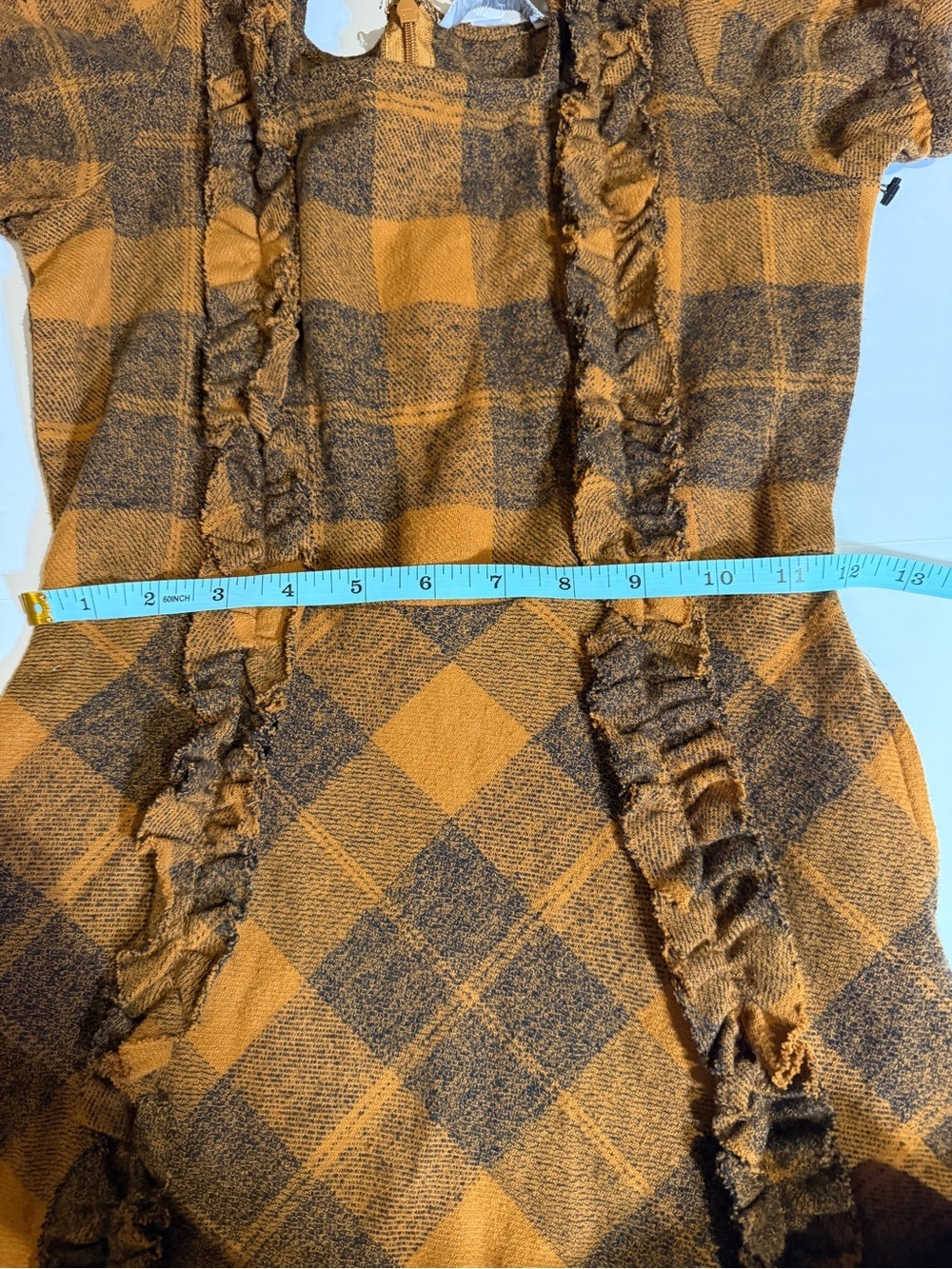 Ivy City Co Orange and Brown Plaid Midi Dress - Picture 5 of 6